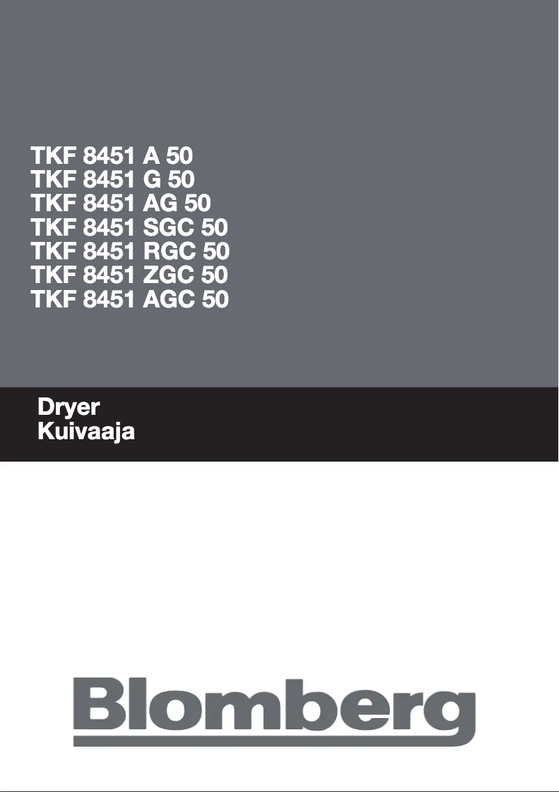 First page image of the manual for TKF 8451 RGC 50