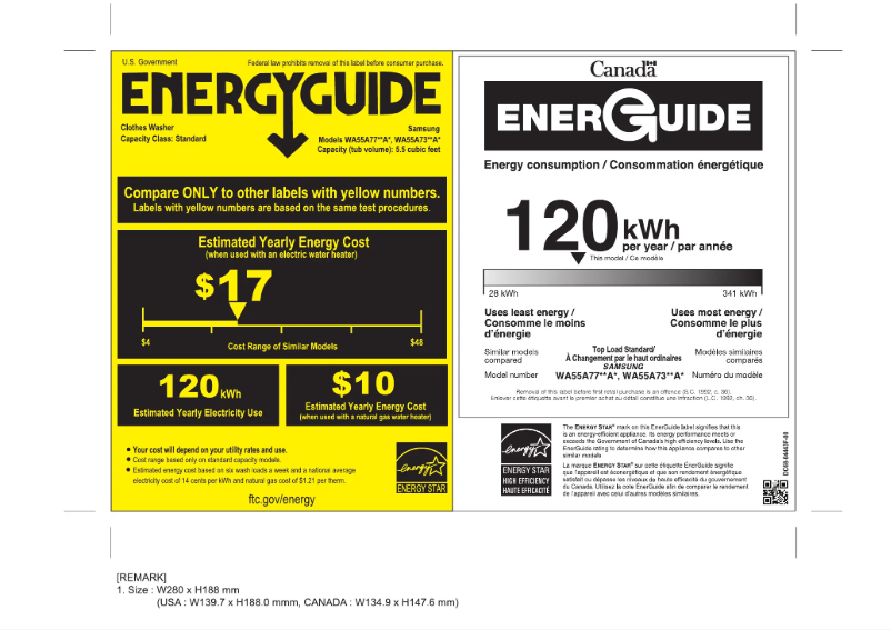 First page image of the manual for WA55A7300AE