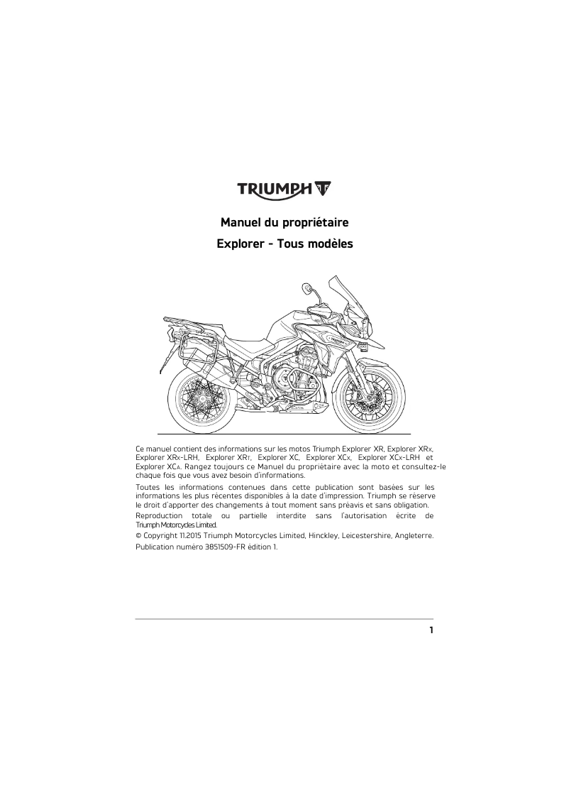 First page image of the manual for Explorer XC (2016)