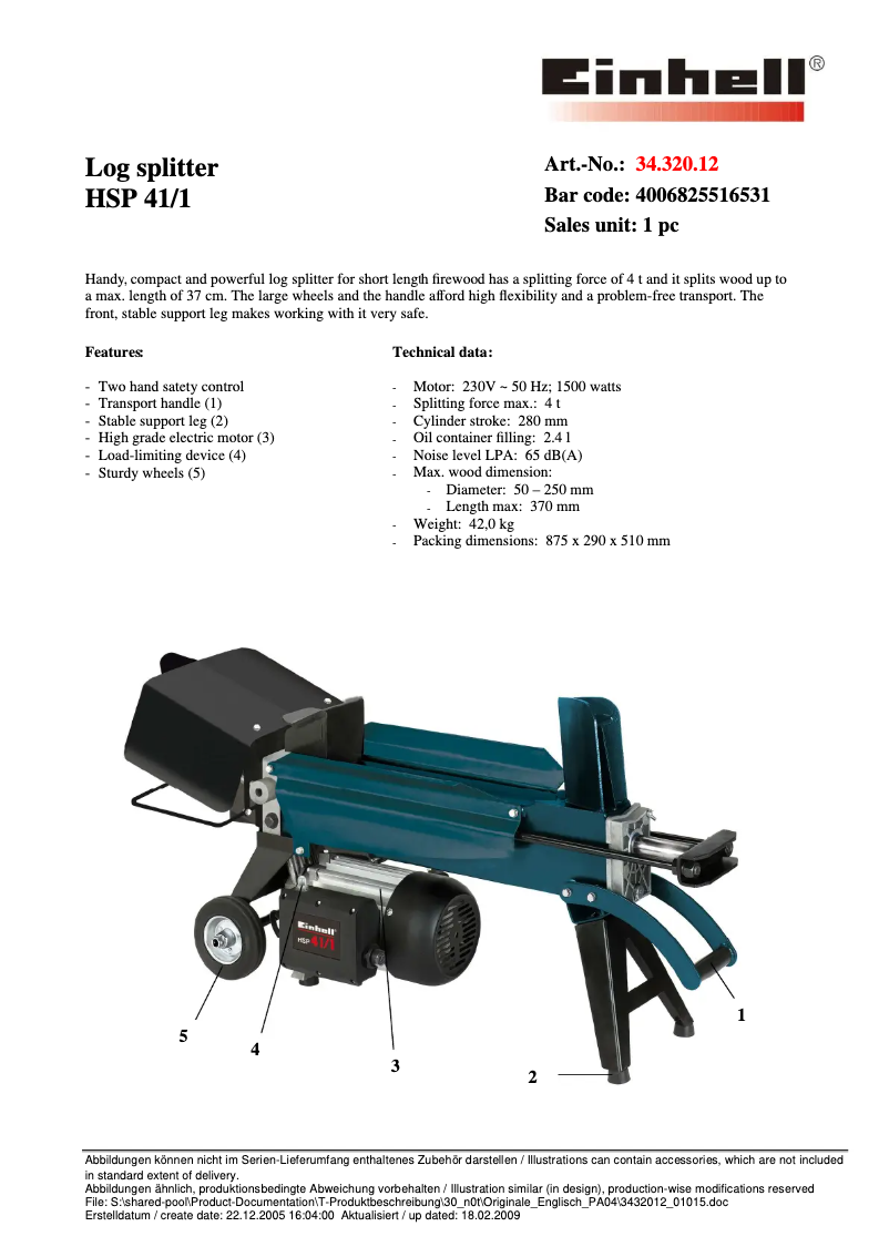 First page image of the manual for HSP 41/1