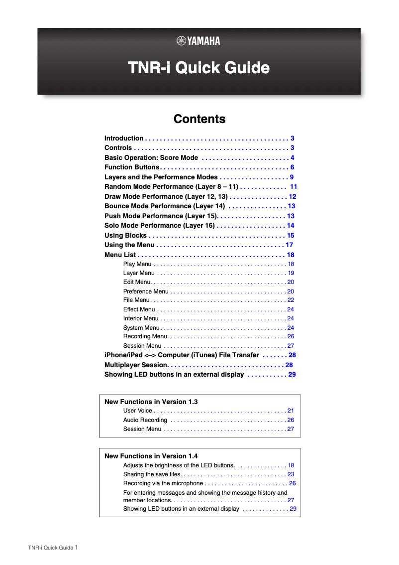 First page image of the manual for TNR-i