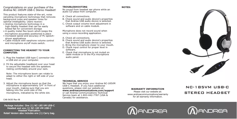 First page image of the manual for NC-185VM