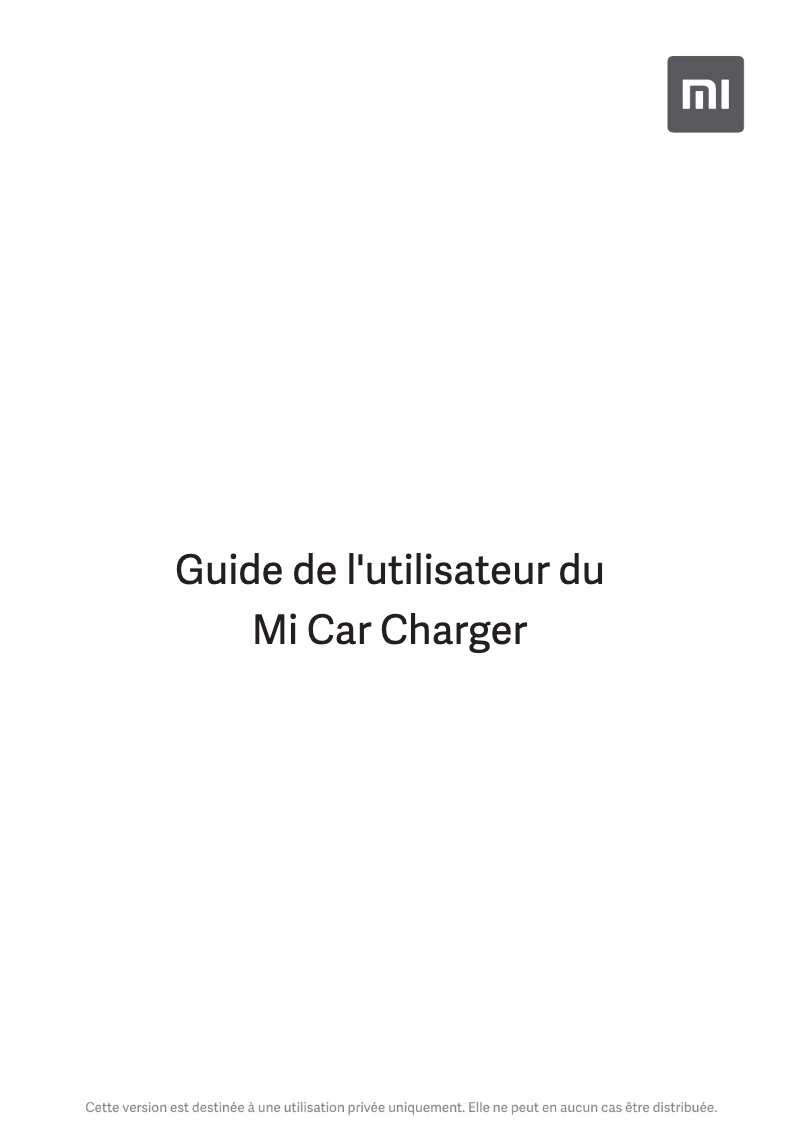 Page 1 of the manual User Manual Xiaomi Mi Car Charger