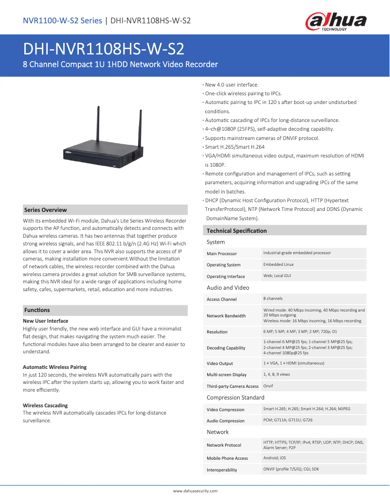 First page image of the manual for NVR1108HS-W-S2