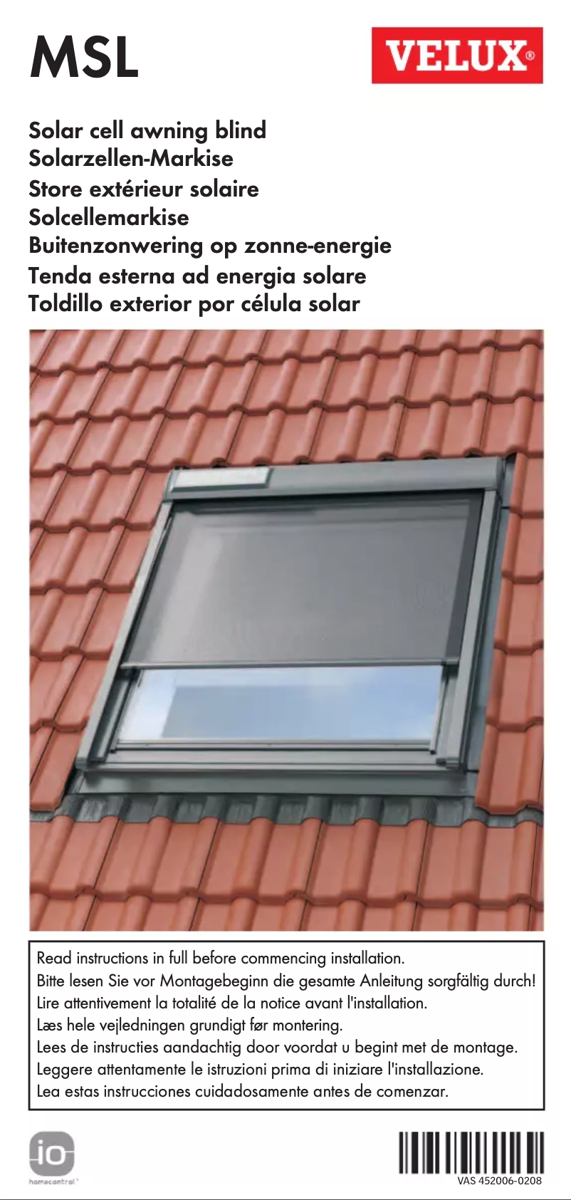 Page 1 of the manual User Manual Velux MSL