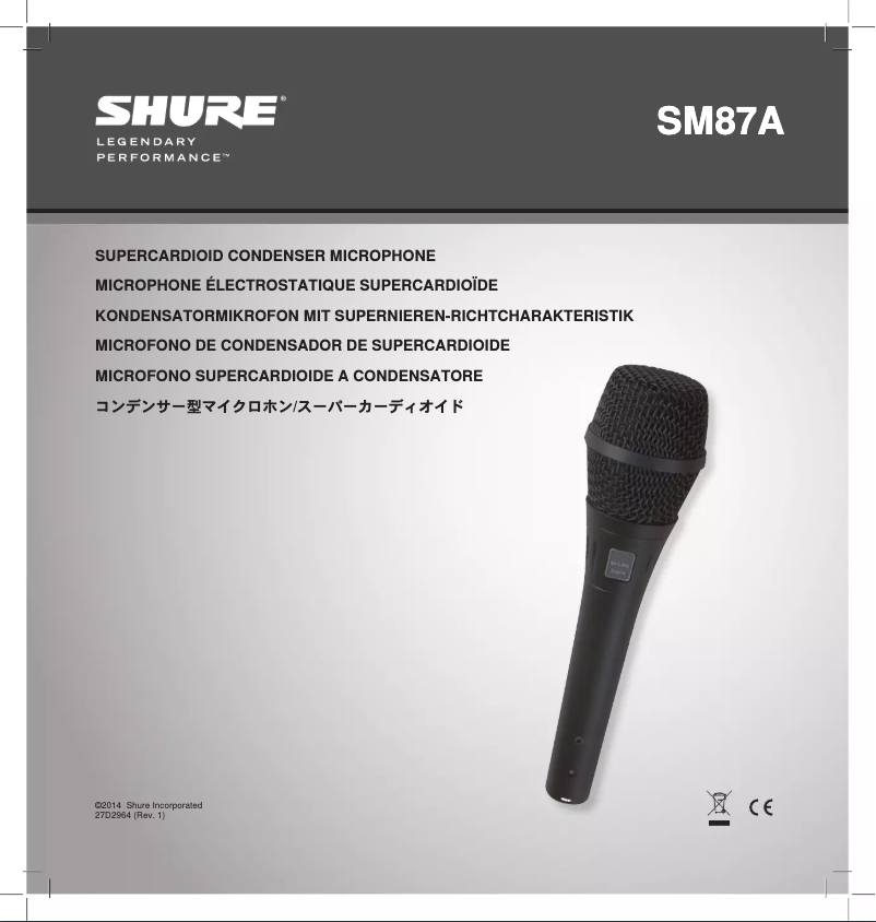 Page 1 of the manual Instruction Manual Shure SM87A