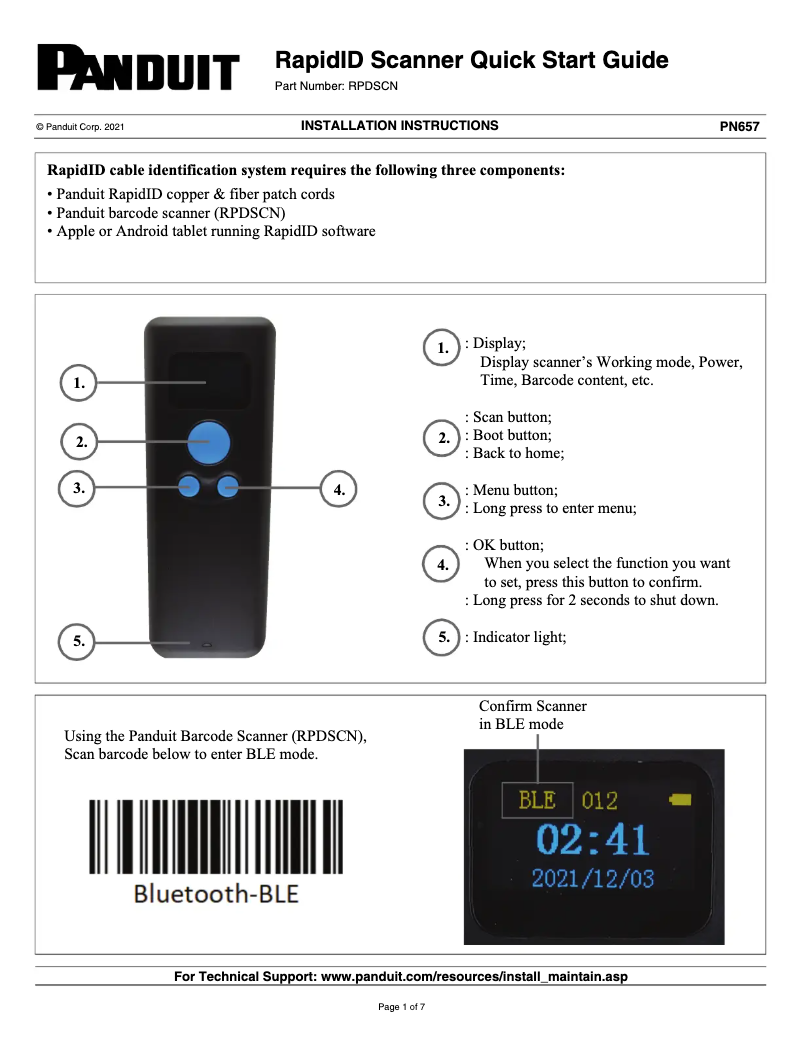 First page image of the manual for Scanner RPDSCN