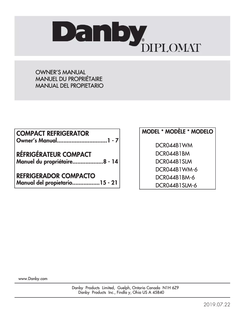 First page image of the manual for DCR044B1WM-6