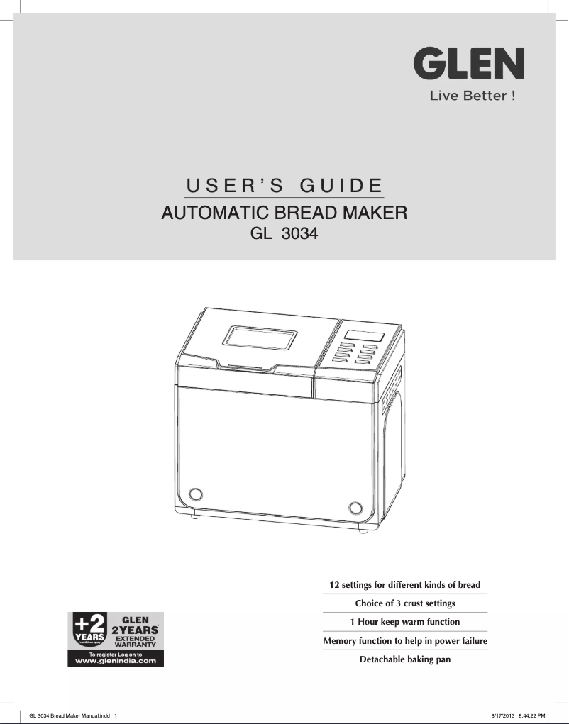 Page 1 of the manual User Manual Glen GL 3034