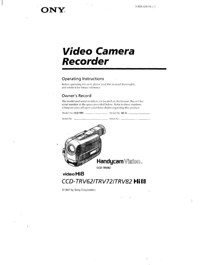First page image of the manual for CCD-TRV82