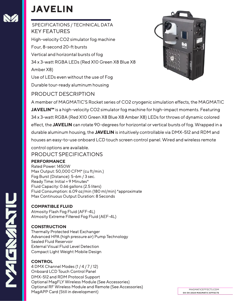 First page image of the manual for Javelin