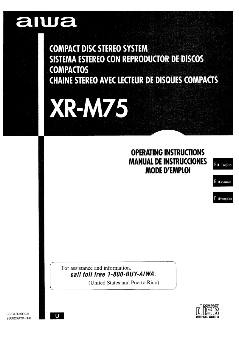 Page 1 of the manual User Manual Aiwa XR-M75