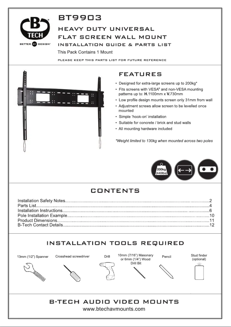 First page image of the manual for BT9903