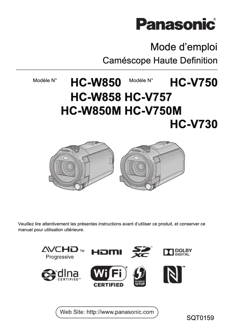 First page image of the manual for HC-V750
