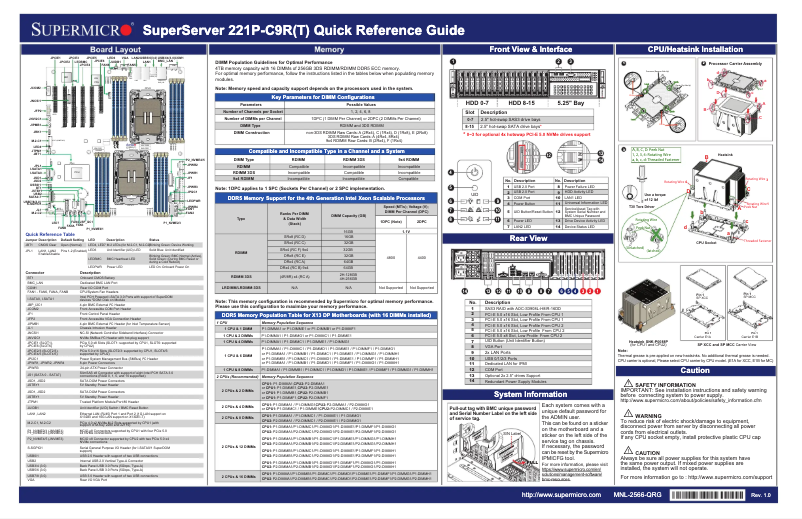 Page 1 of the manual Quick Start Guide Supermicro SuperServer SYS-221P-C9RT