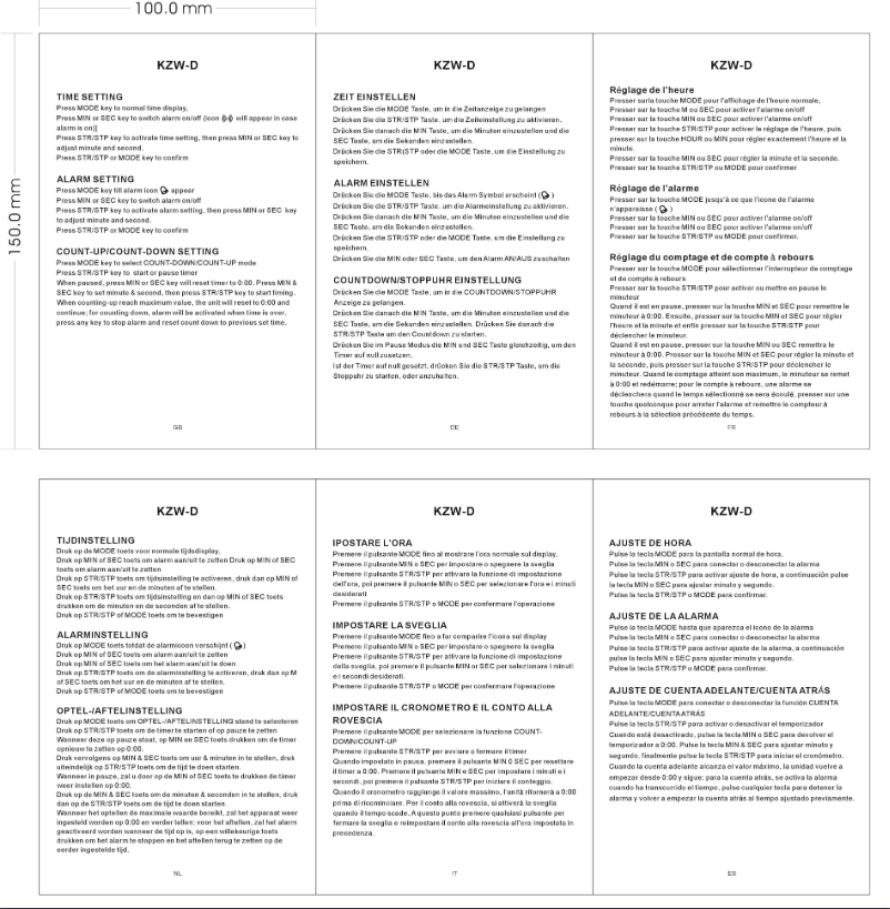 Page 1 of the manual User Manual Techno Line KZW digital