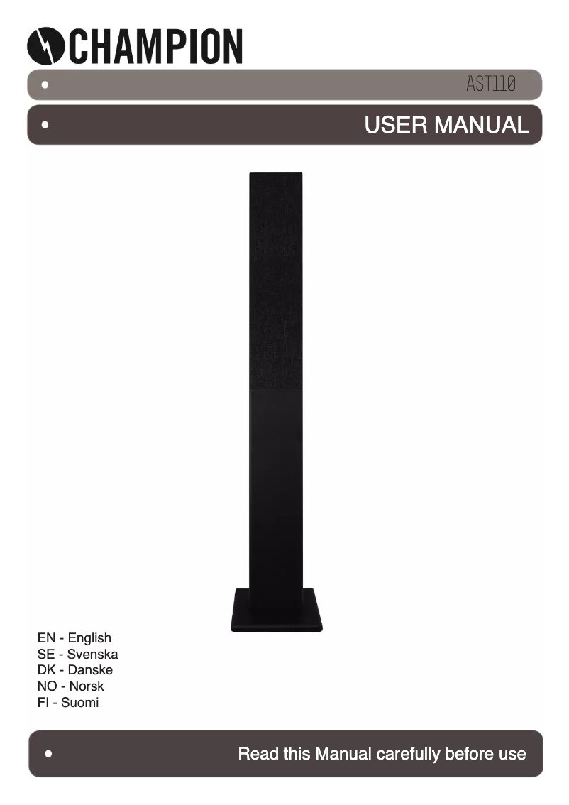 Page 1 of the manual User Manual Champion AST110W