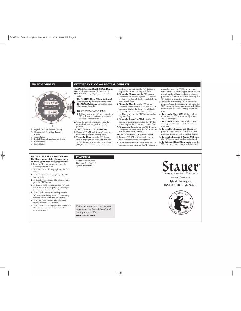 Page 1 of the manual User Manual Stauer 20409