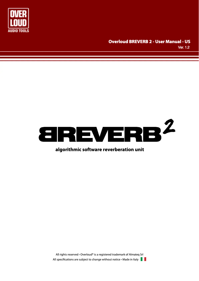 Page 1 of the manual User Manual Overloud Breverb 2