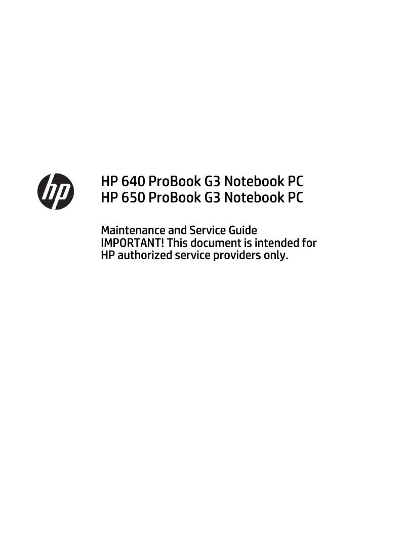First page image of the manual for ProBook 650 G3 i5
