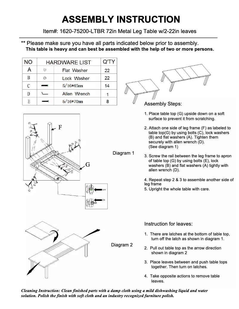 First page image of the manual for 1620-75200-LTBR