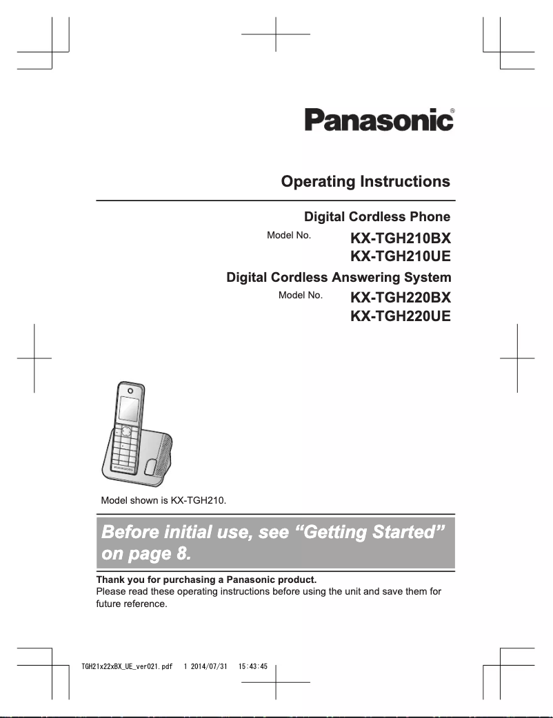 Page 1 of the manual User Manual Panasonic KX-TGH210