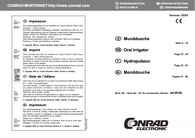 Page 1 of the manual User Manual Conrad 84 09 69