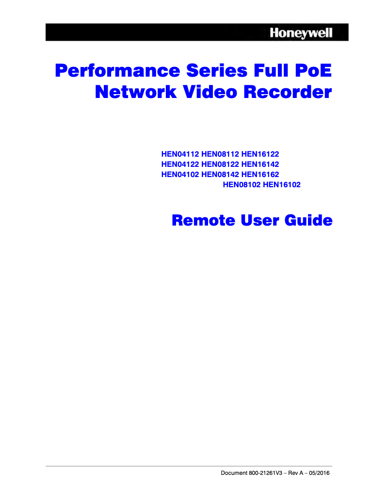 Page 1 of the manual User Manual Honeywell HEN16142