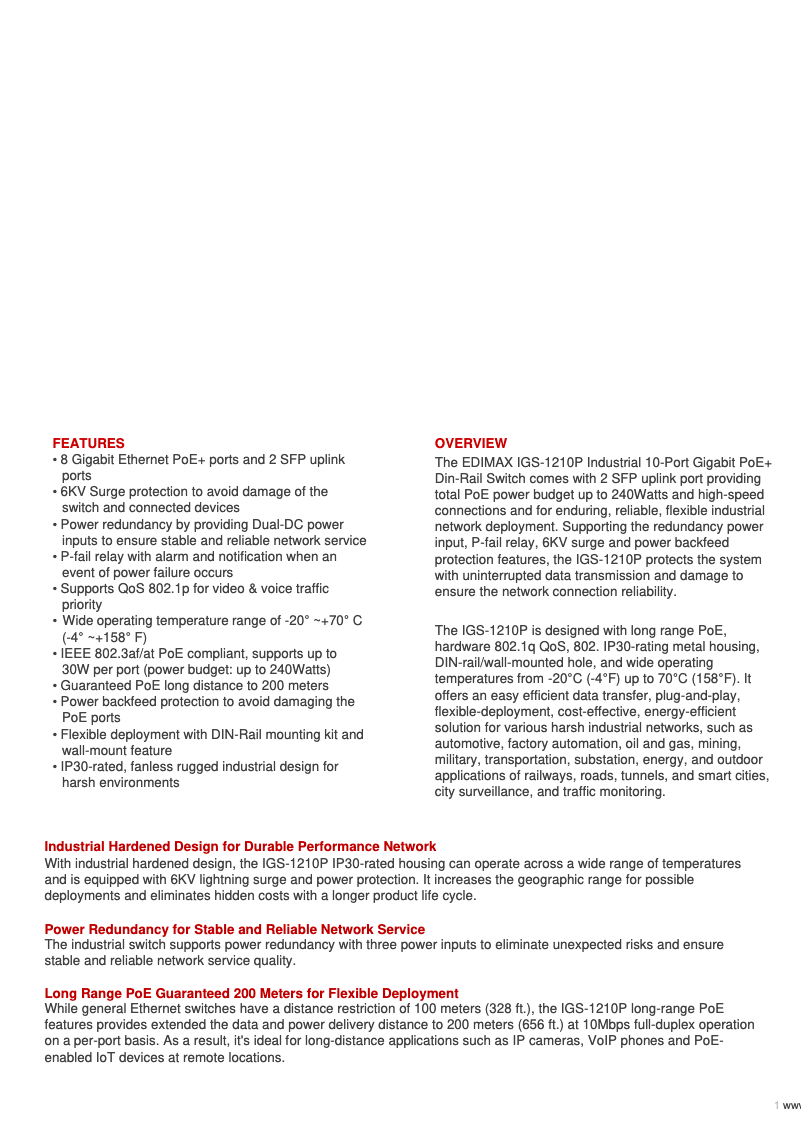 First page image of the manual for IGS-1210P