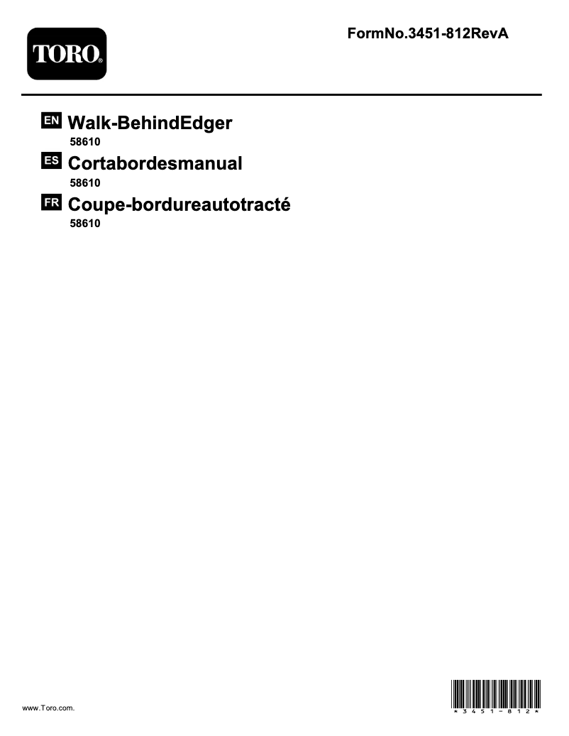 Page 1 of the manual User Manual Toro 58610