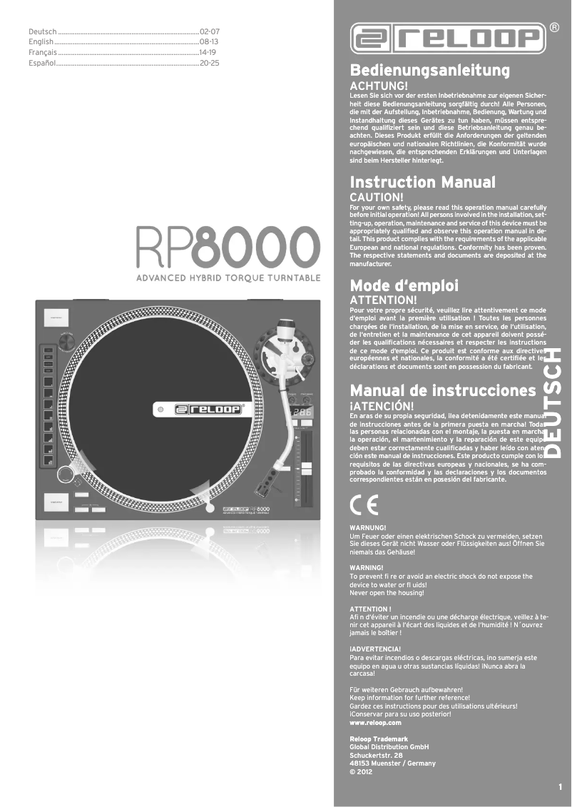 First page image of the manual for RP-8000