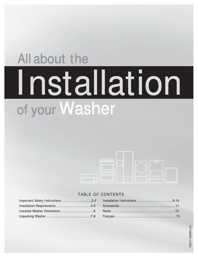 First page image of the manual for FAFW3577KW