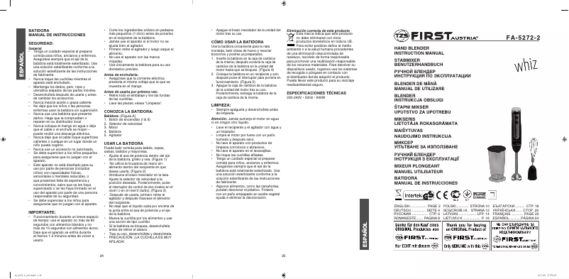 First page image of the manual for FA-5272-2
