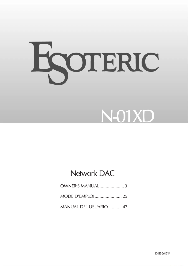 Page 1 of the manual User Manual Esoteric N-01XD