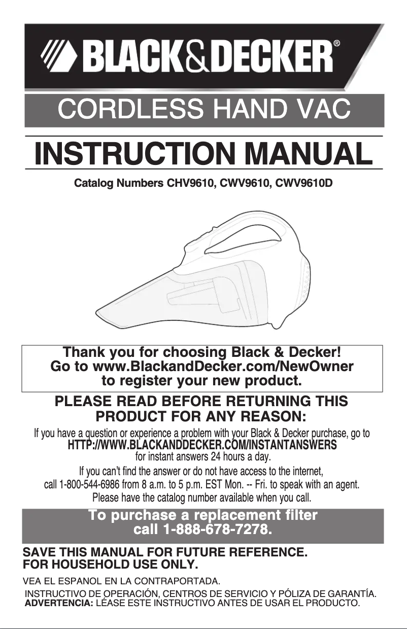 First page image of the manual for CHV9610