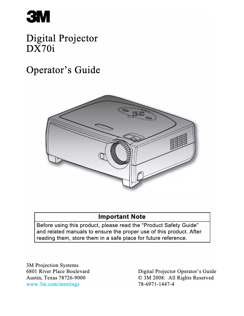 First page image of the manual for DX70i