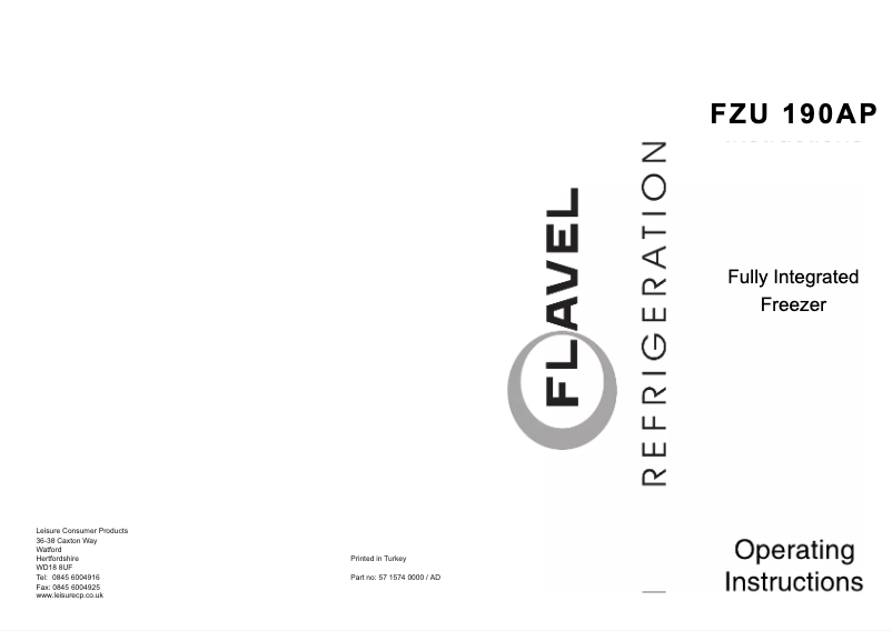 First page image of the manual for FZU190