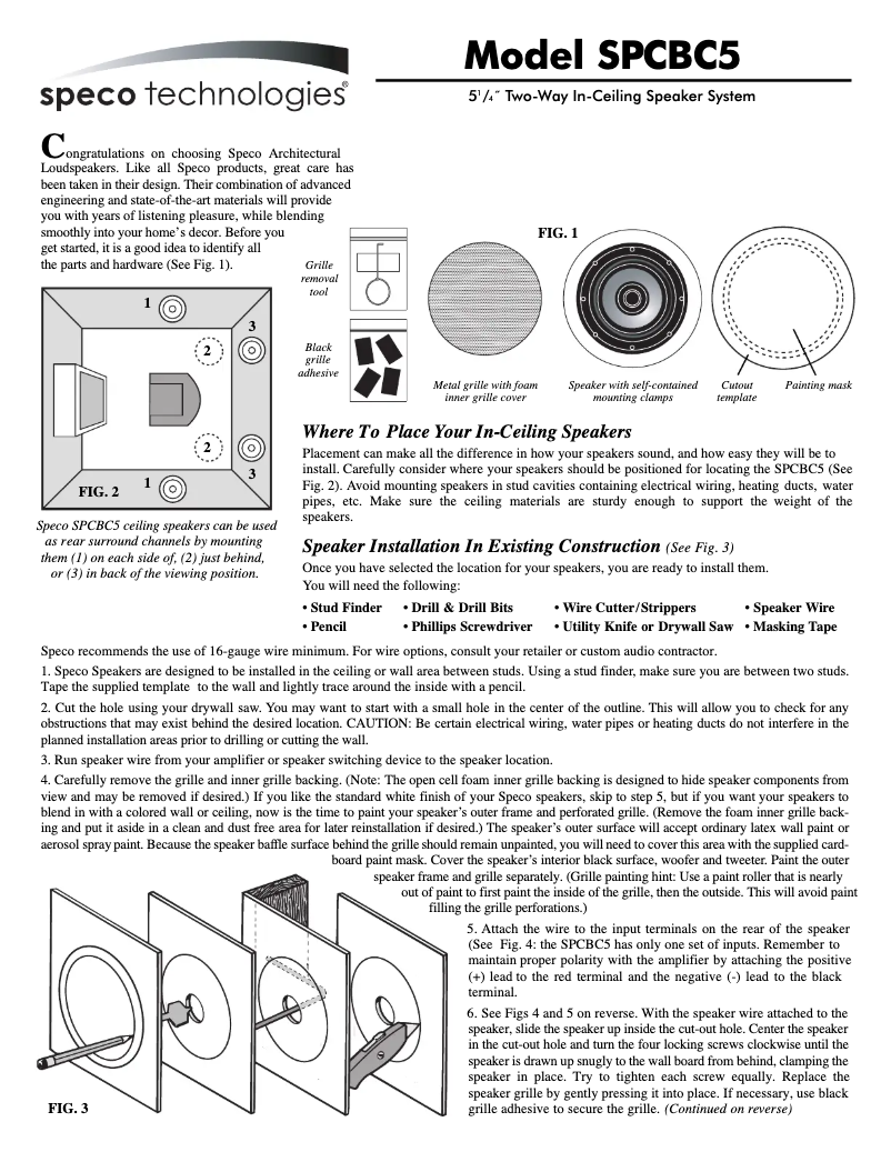 Page 1 of the manual User Manual Speco Technologies SPCBC5