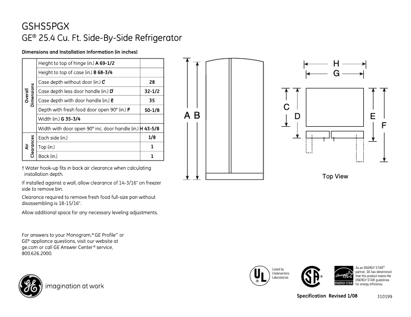 First page image of the manual for GSHS5PGXSS