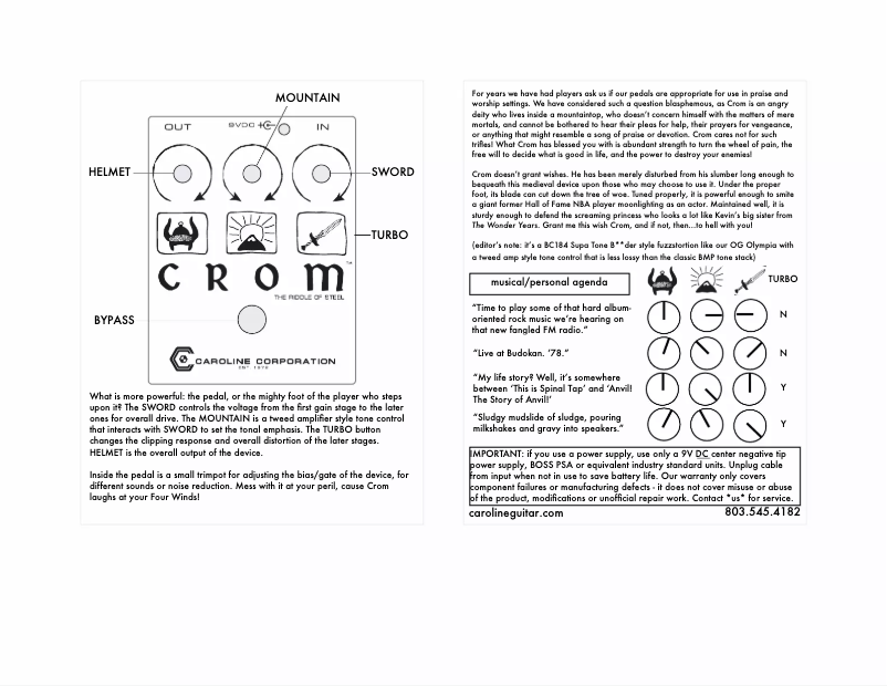 Page 1 of the manual User Manual Caroline Crom