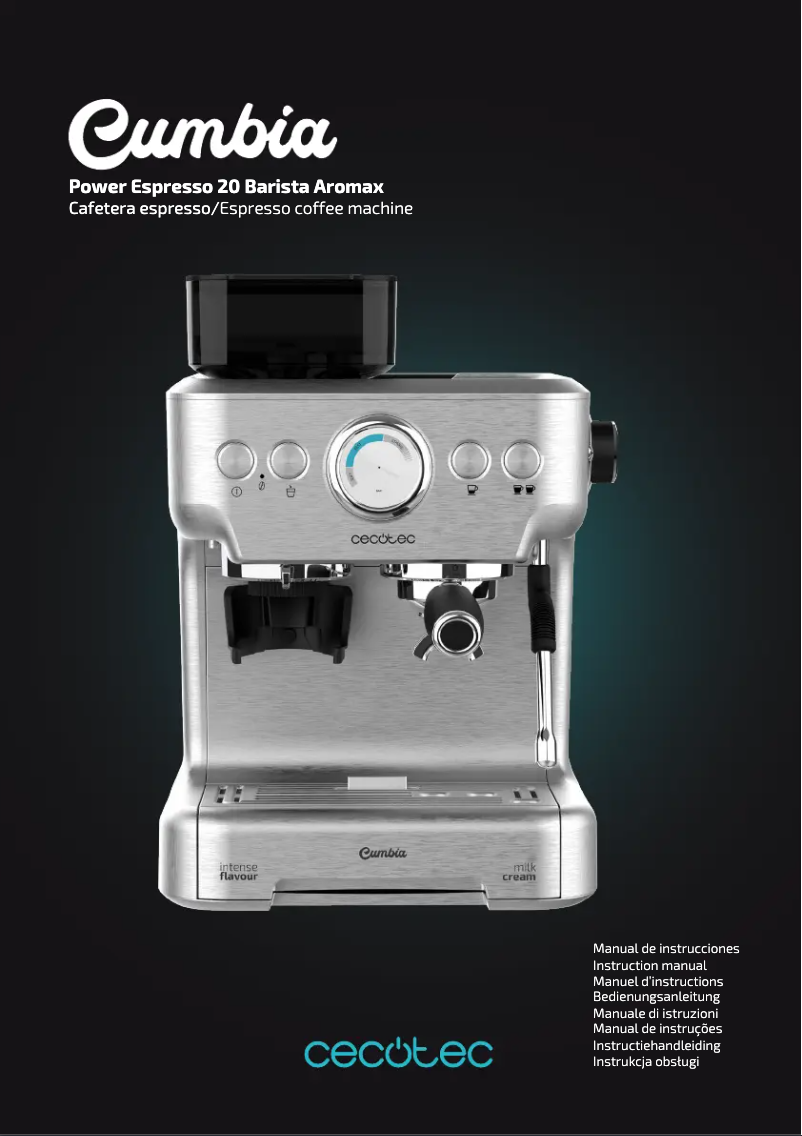 First page image of the manual for Power Espresso 20 Barista Aromax