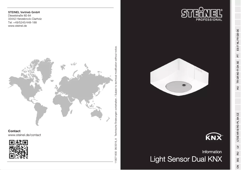First page image of the manual for Light Sensor Dual KNX