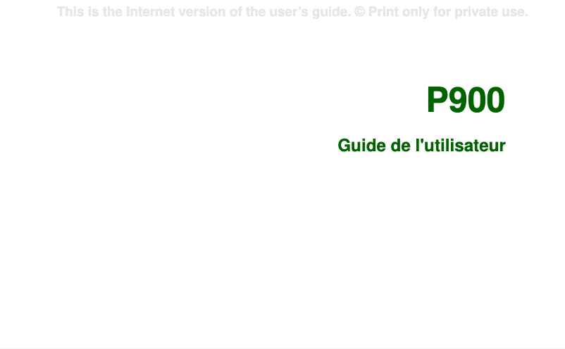 Page 1 of the manual User Manual Sony Ericsson P900