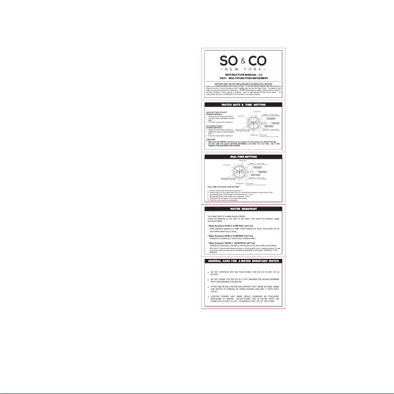 Page 1 of the manual User Manual So & Co Tribeca 5056