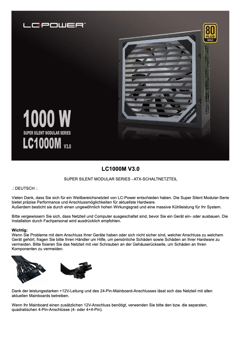 Page 1 of the manual User Manual LC-Power LC1000M V3.0