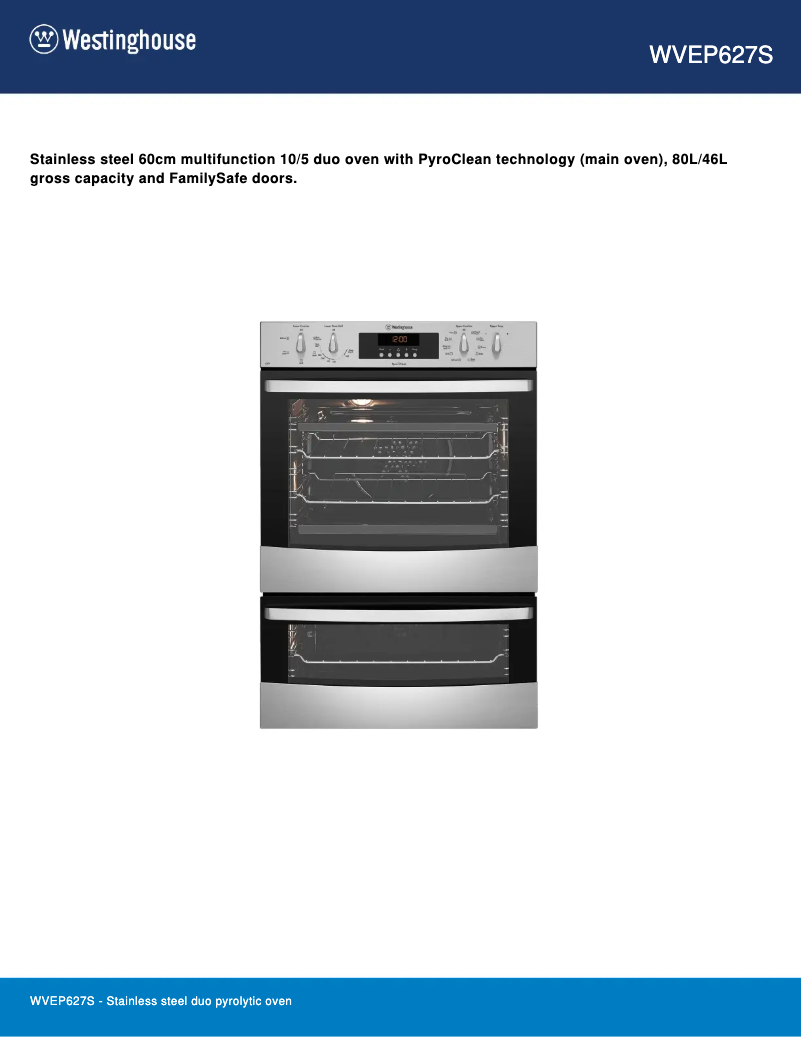 First page image of the manual for WVEP627S