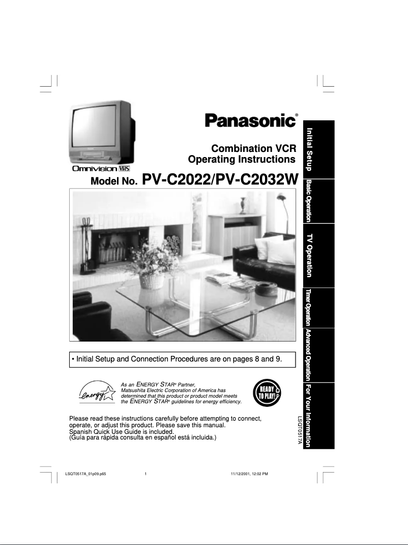 First page image of the manual for PV-C2032