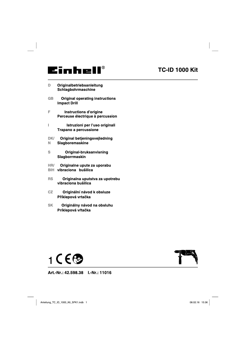 First page image of the manual for TC-ID 1000 Kit