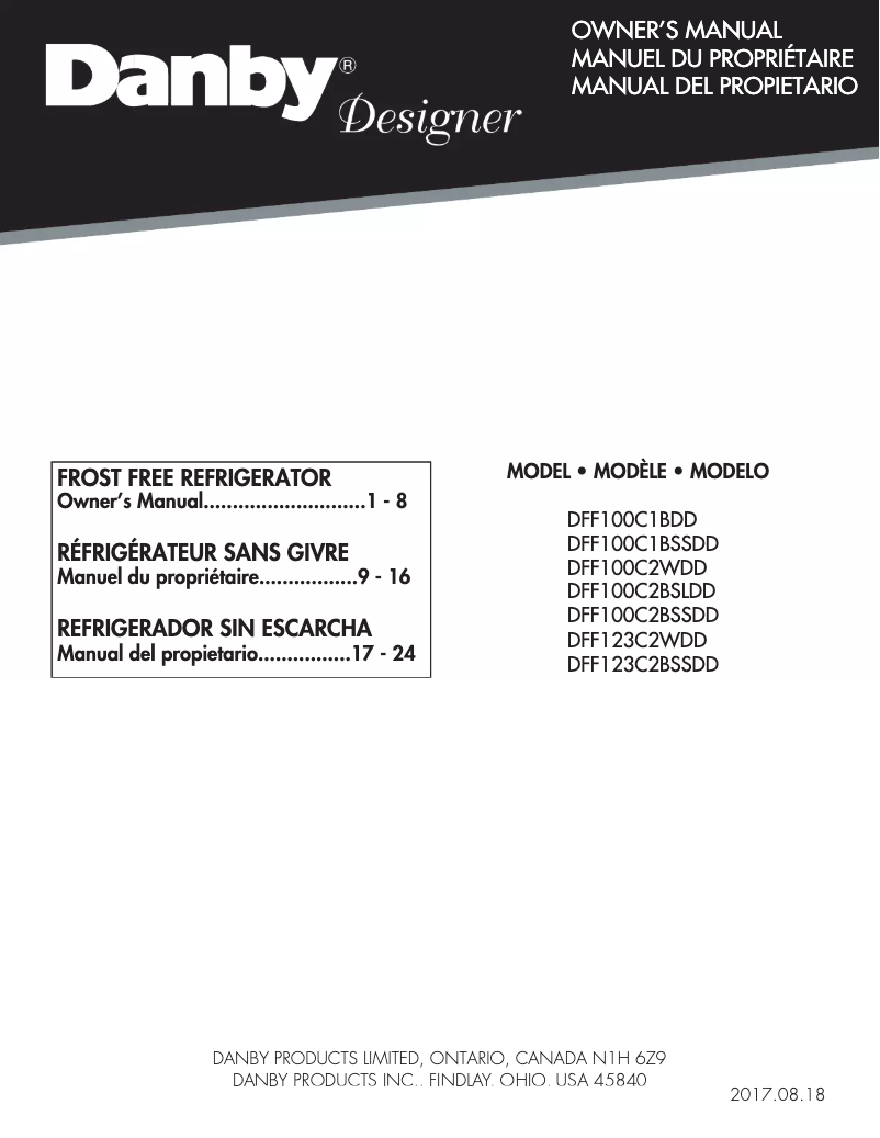 First page image of the manual for DFF100C2