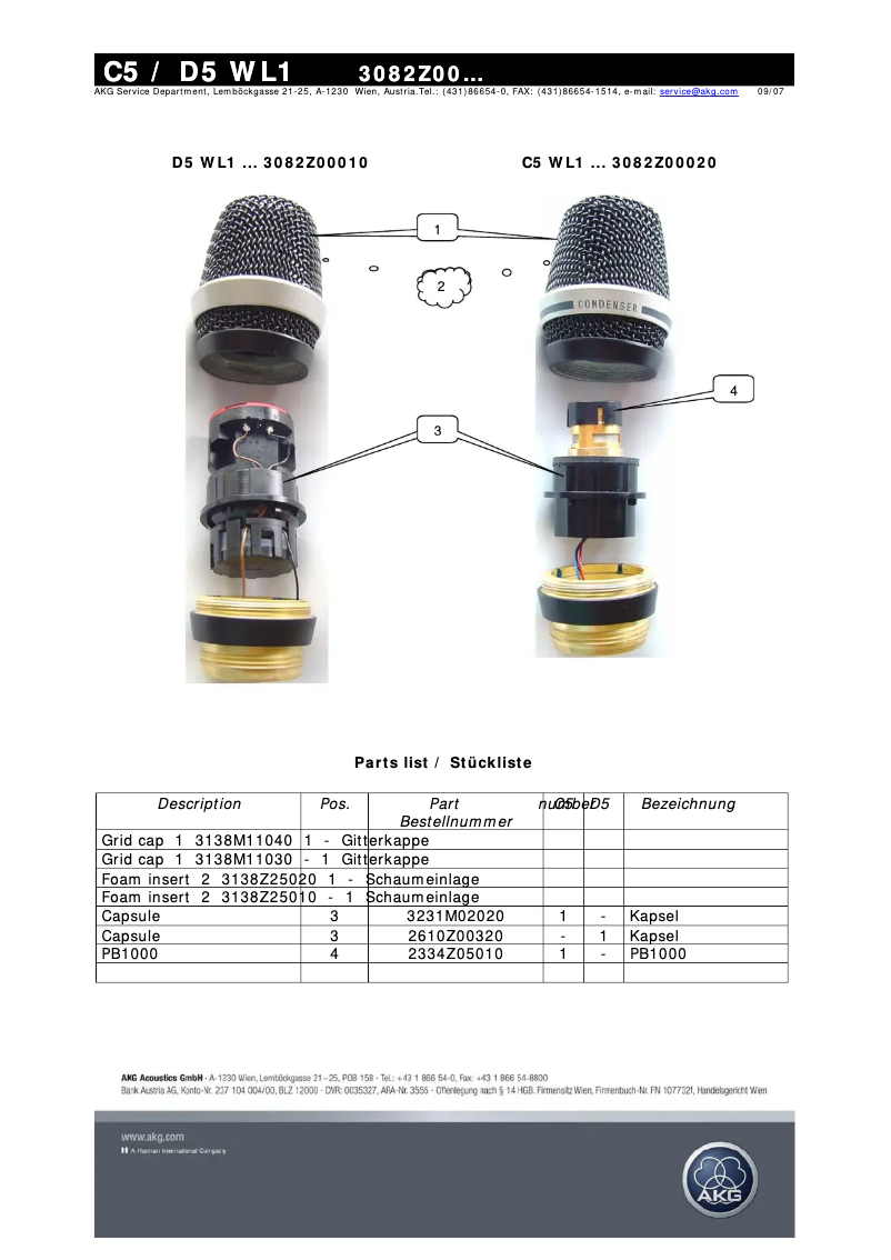 Page 1 of the manual User Manual AKG C5 WL1